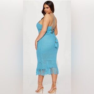 Elegant Blue Crochet Dress